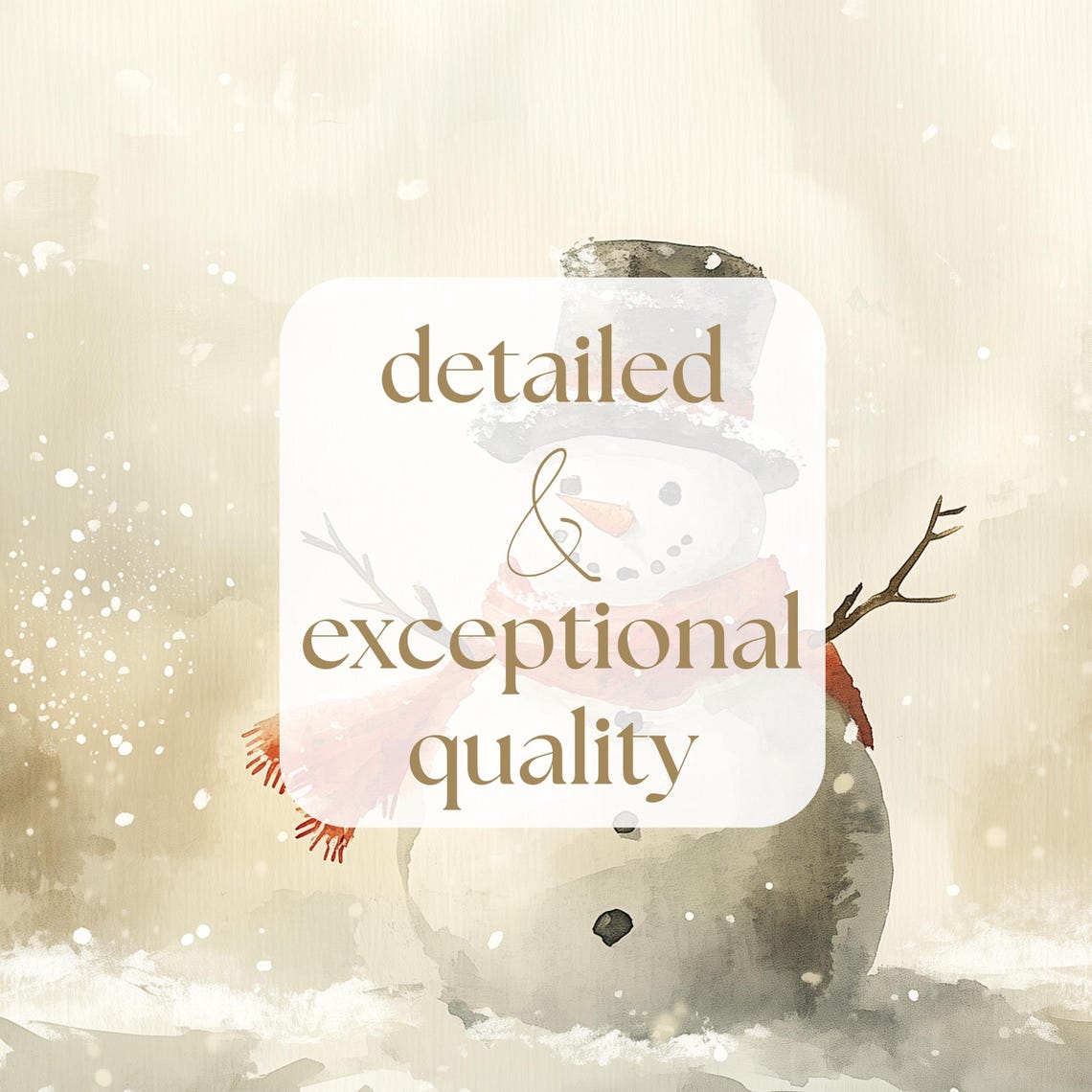 Watercolor Snowman With Top Hat Winter Frame TV Screensaver Art Print - Image 2