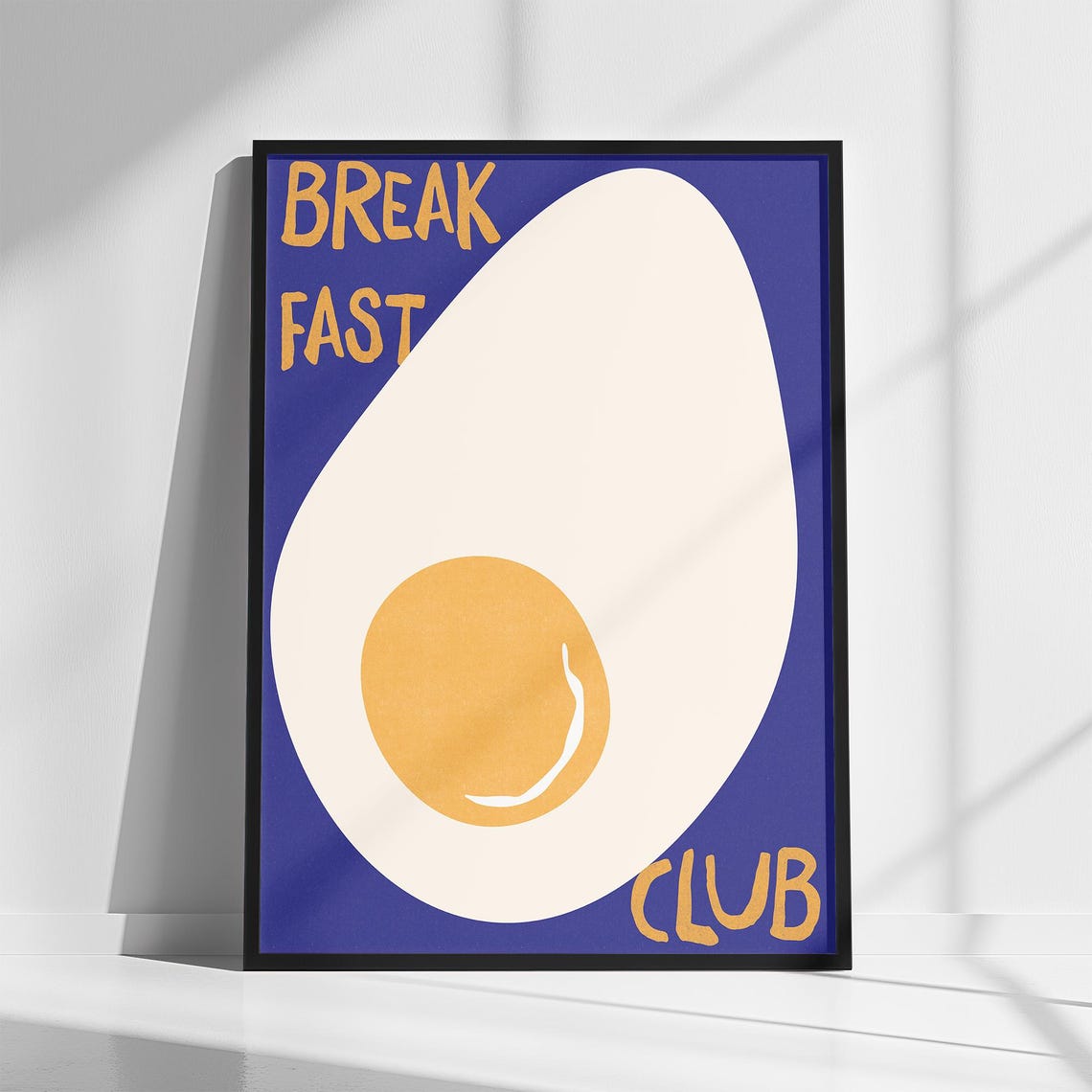 Breakfast Club Fried Egg Funny Kitchen Typography Retro Print
