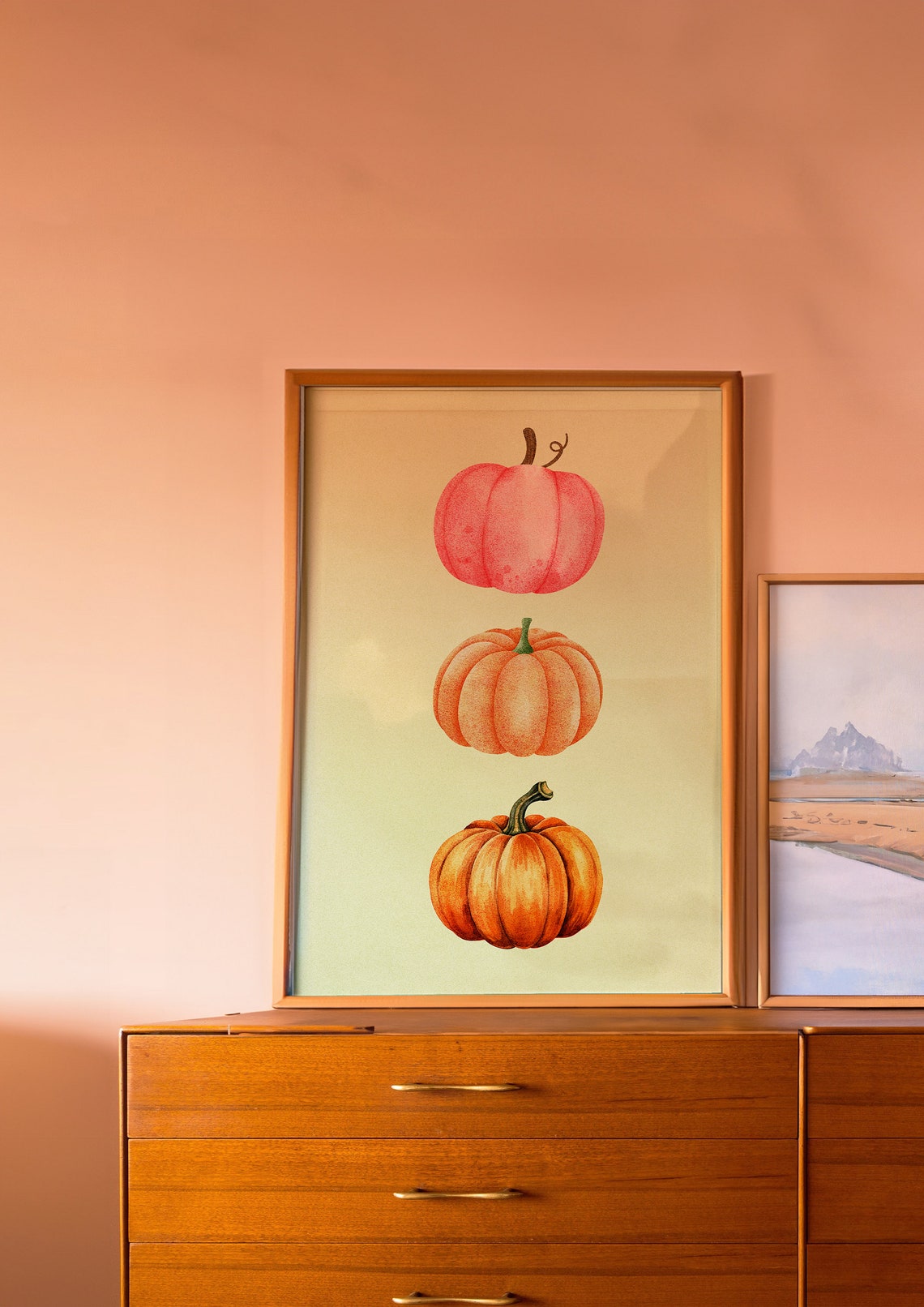 Watercolor Pumpkin Trio Autumn Harvest Kitchen Farmhouse Wall Art - Image 3