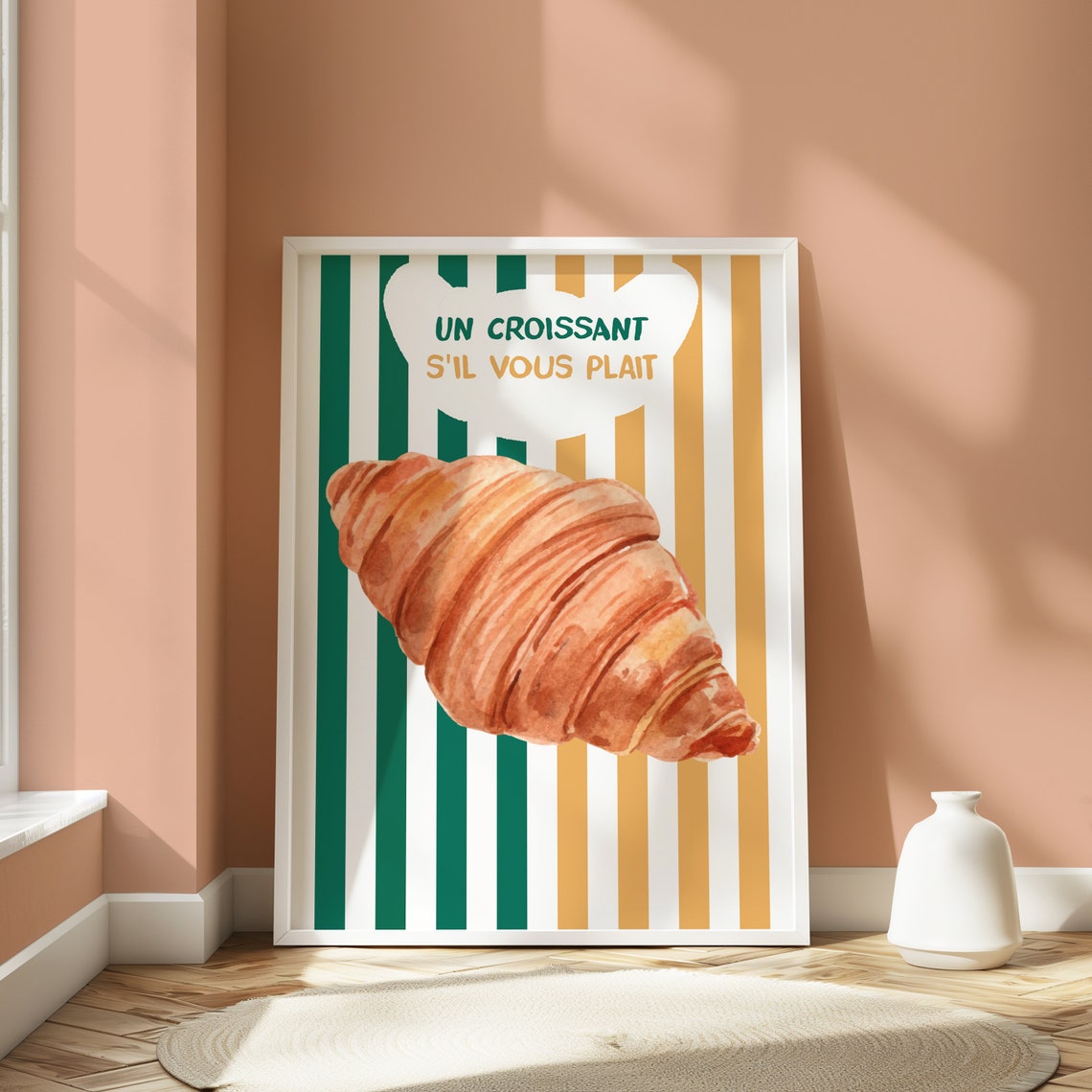 Un Croissant Sil Vous Plait Striped French Kitchen Art Poster - Image 2