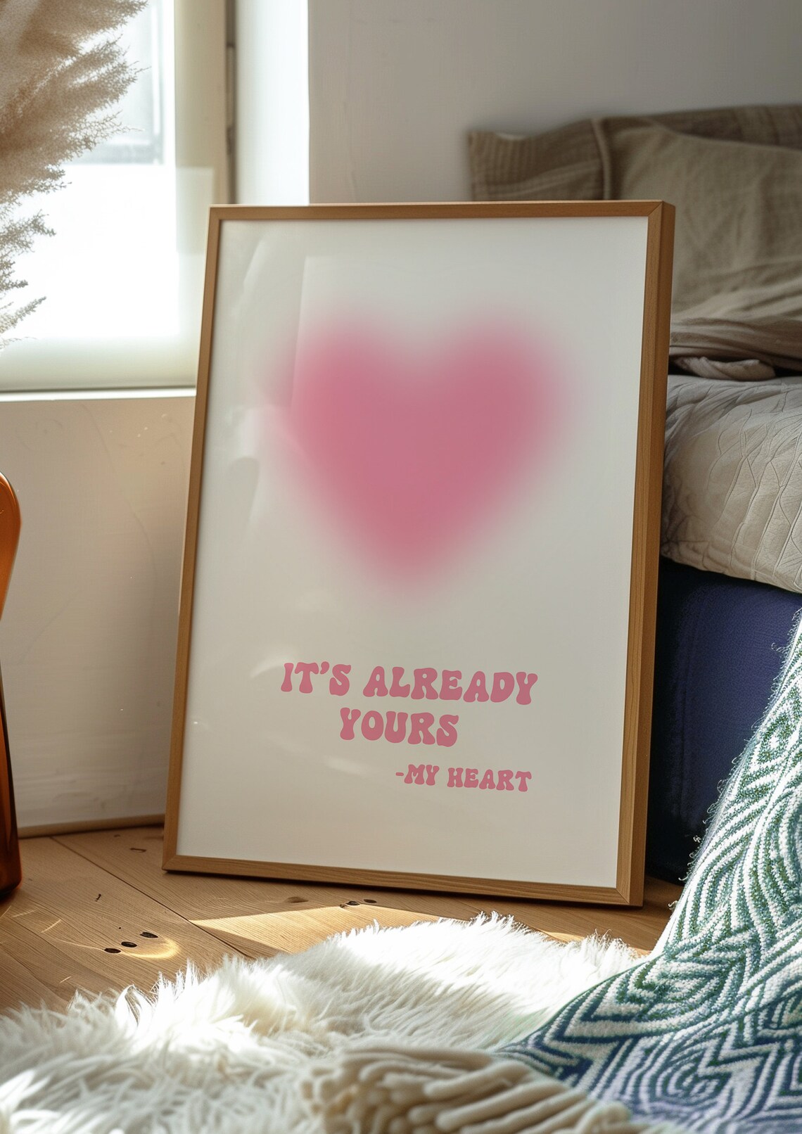 It's Already Yours My Heart Pink Aura Heart Affirmation Poster - Image 2