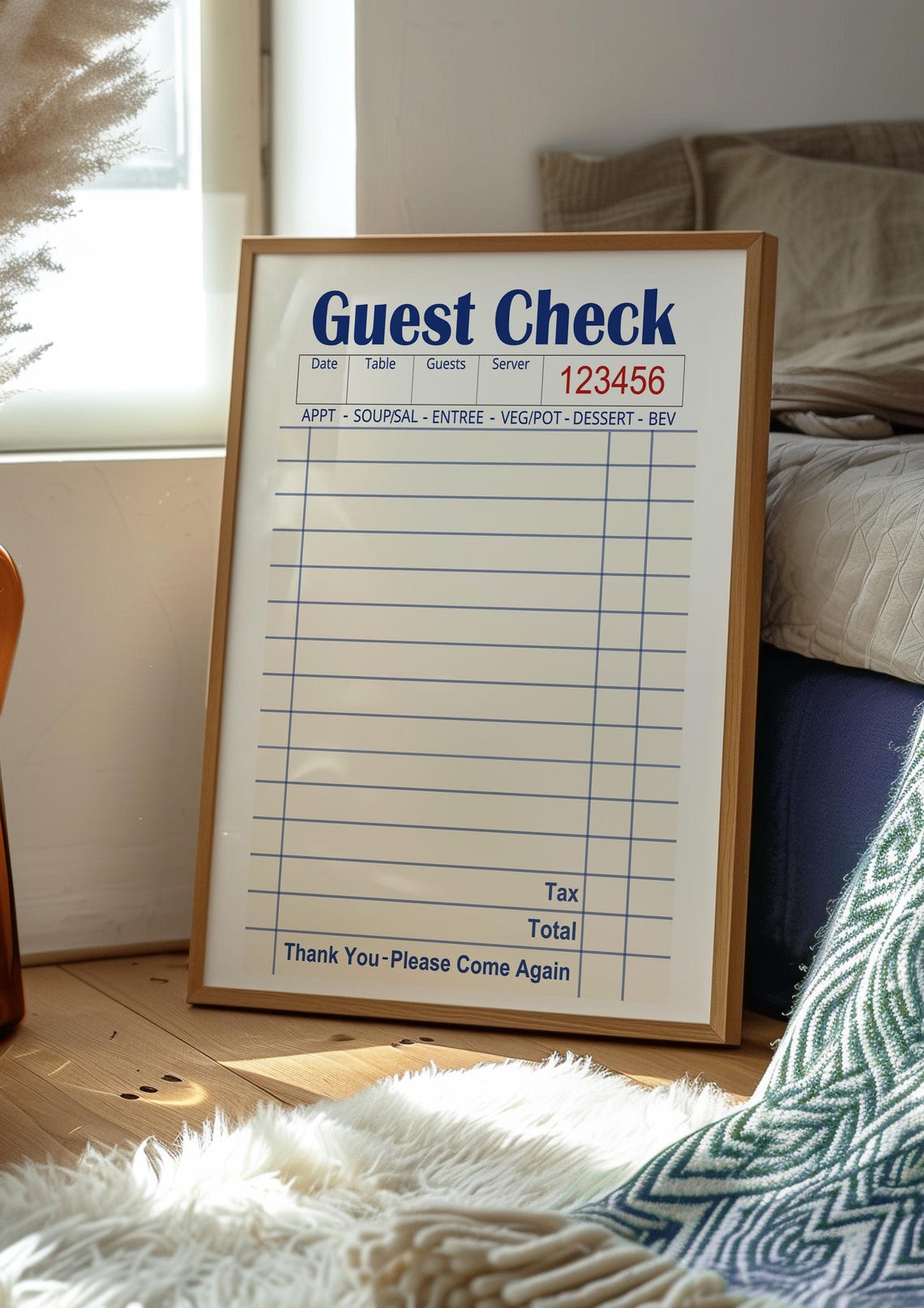Blank Guest Check Art Print, Trendy Preppy Decor - Image 2
