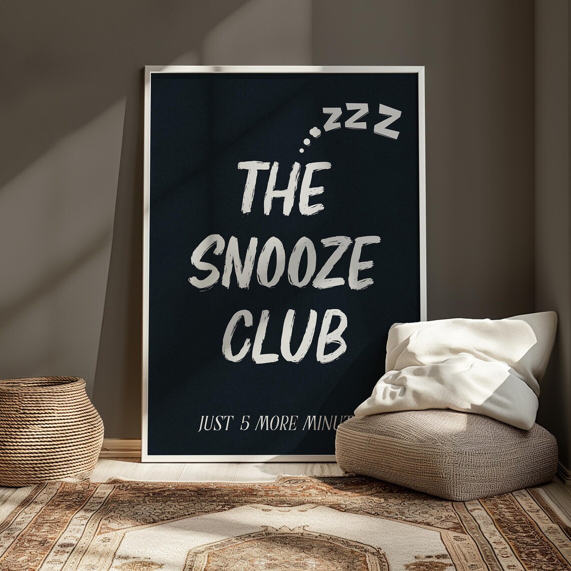 The Snooze Club Just 5 More Minutes Funny Bedroom Quote Wall Poster - Image 4