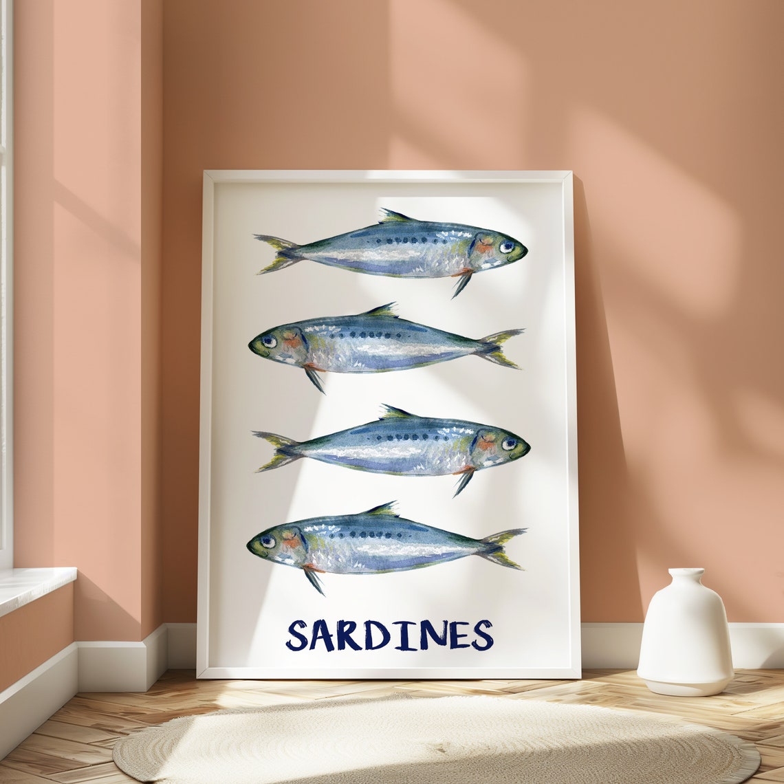 Sardines Watercolor Fish Kitchen Maximalist Coastal Nautical Poster - Image 2