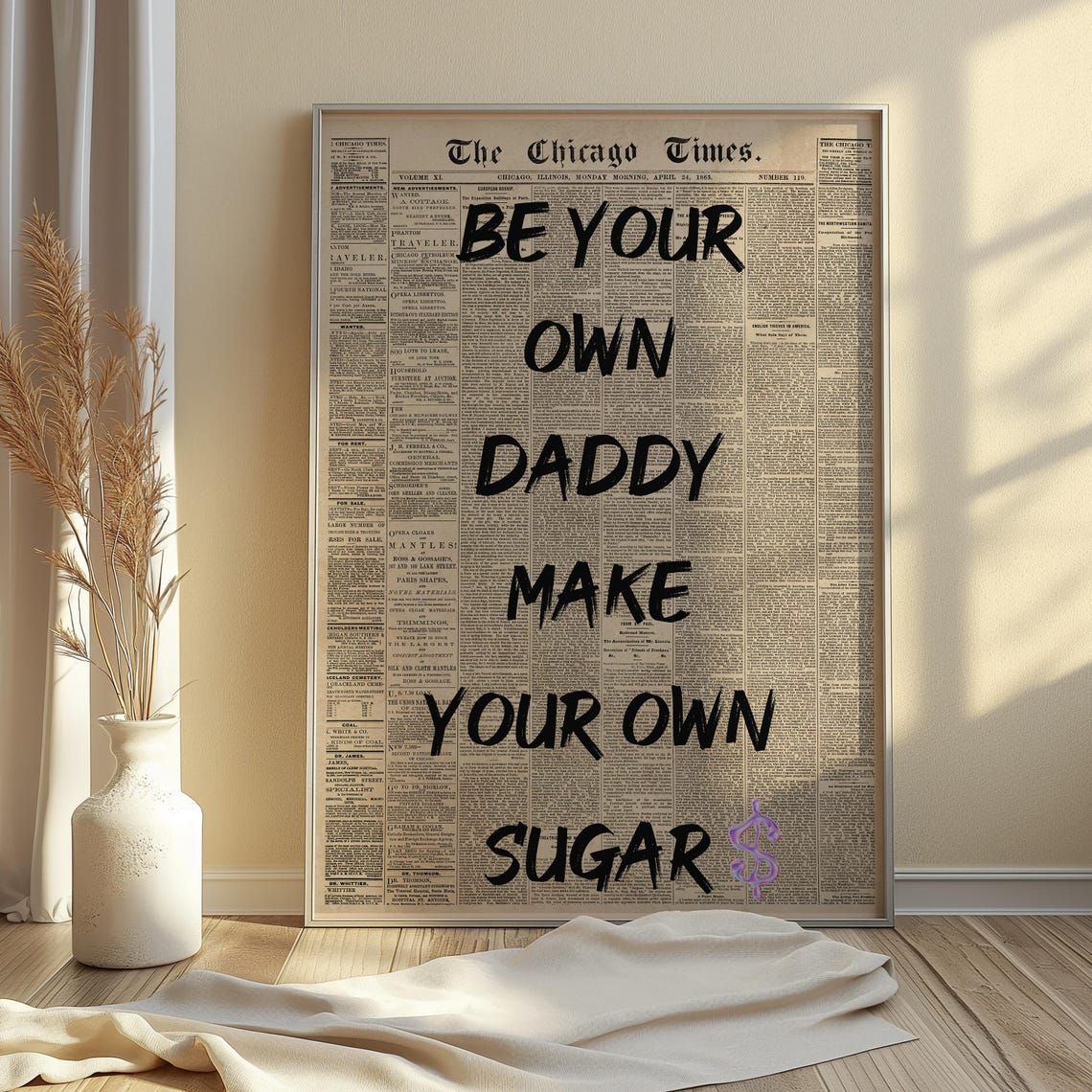 Be Your Own Daddy Make Your Own Sugar Vintage Newspaper Quote Print - Image 2