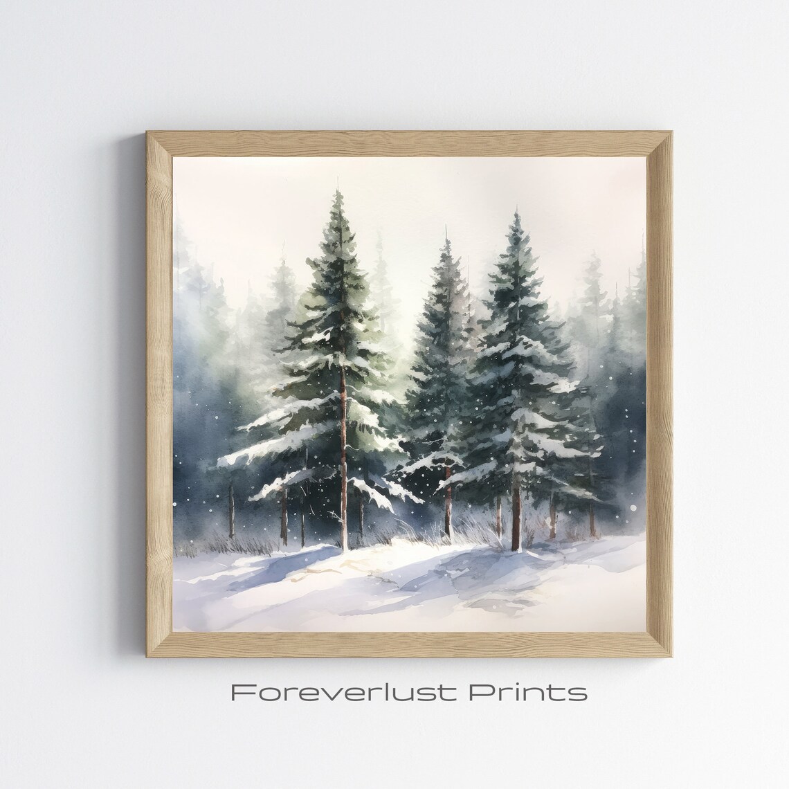 Winter Forest Landscape Painting Moody Country Scenery Vintage