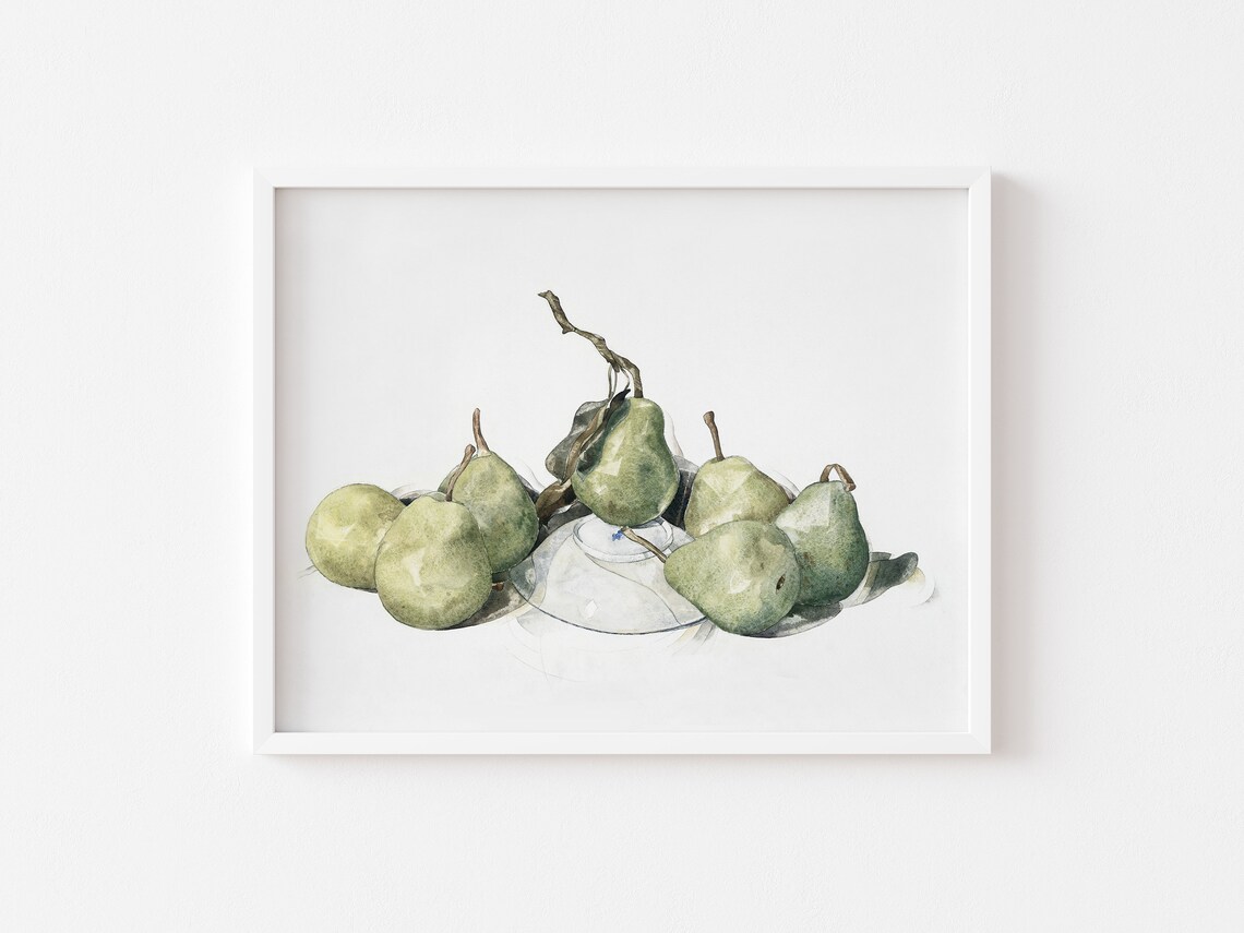 Rustic Kitchen Fruit Print Vintage Pear Painting Antique Still Life Farmhouse Wall Art Kitchen Wall Decor - Image 2