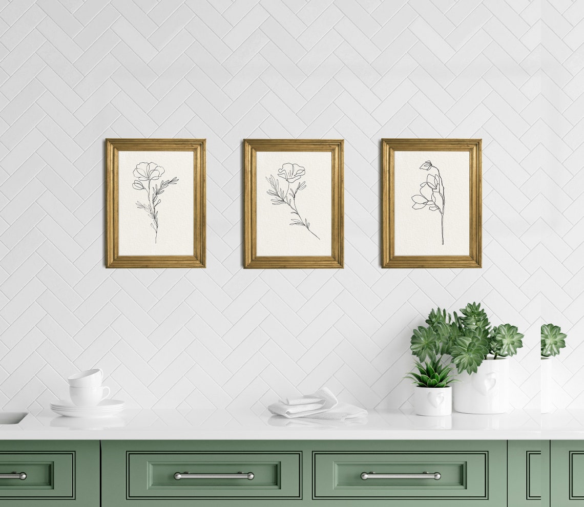 Single Line Orchid Stem Minimalist Botanical Ink Sketch Art Poster - Image 2