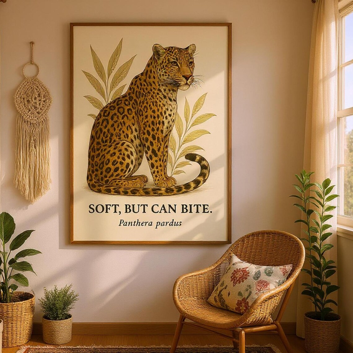 Leopard Vintage Botanical Animal Poster Print