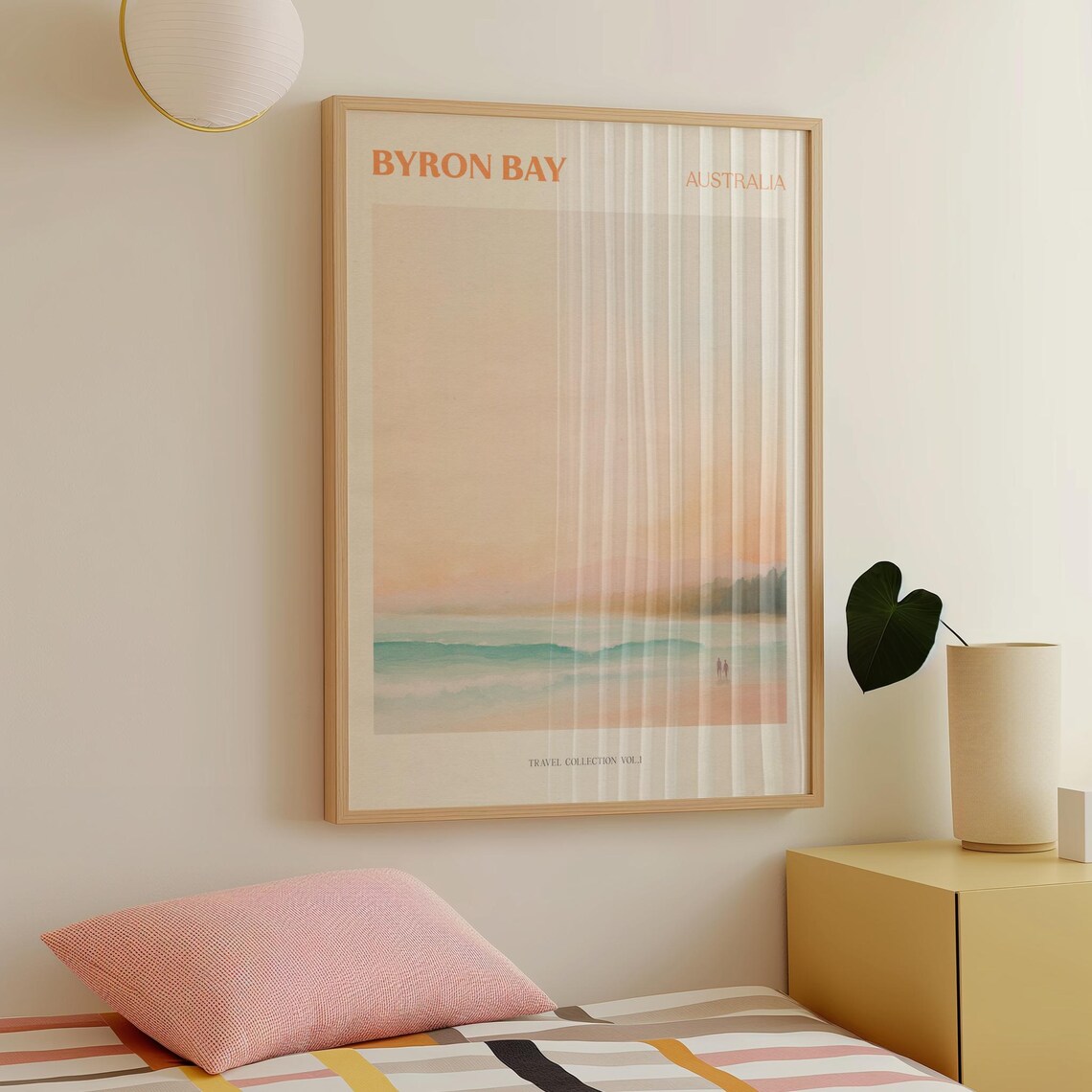 Byron Bay Australian Coastal Travel Poster, Boho Surf Decor