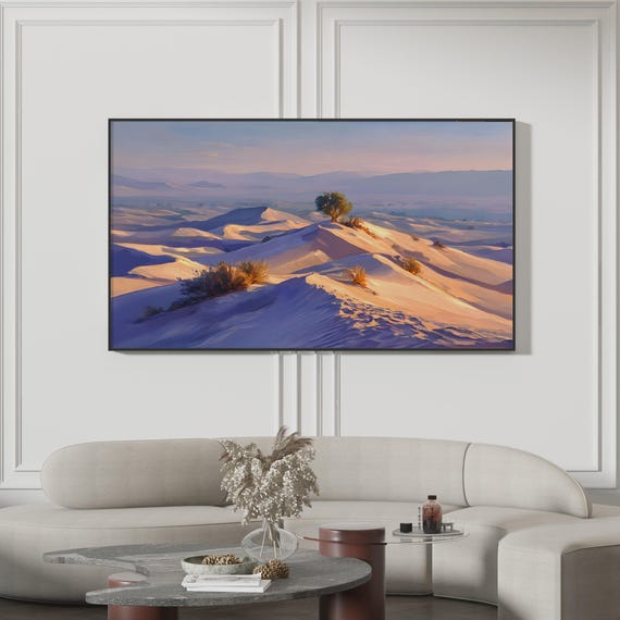 Desert Dunes Frame Tv Art Pastel Sunset Painting