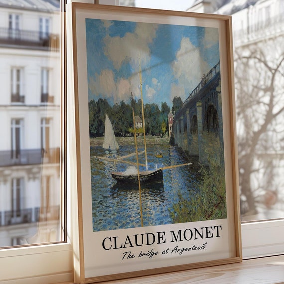The Bridge At Argenteuil Claude Monet Wall Art Impressionist River Landscape Print French Scenery Poster Classical Wallpaper