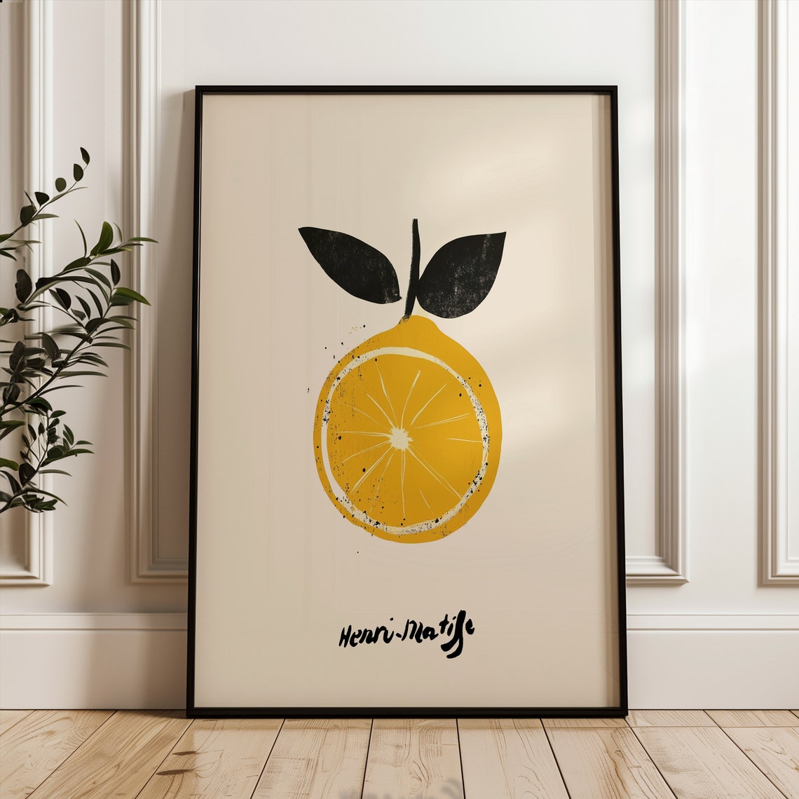 Minimalist Lemon Illustration Matisse Style Citrus Kitchen Poster