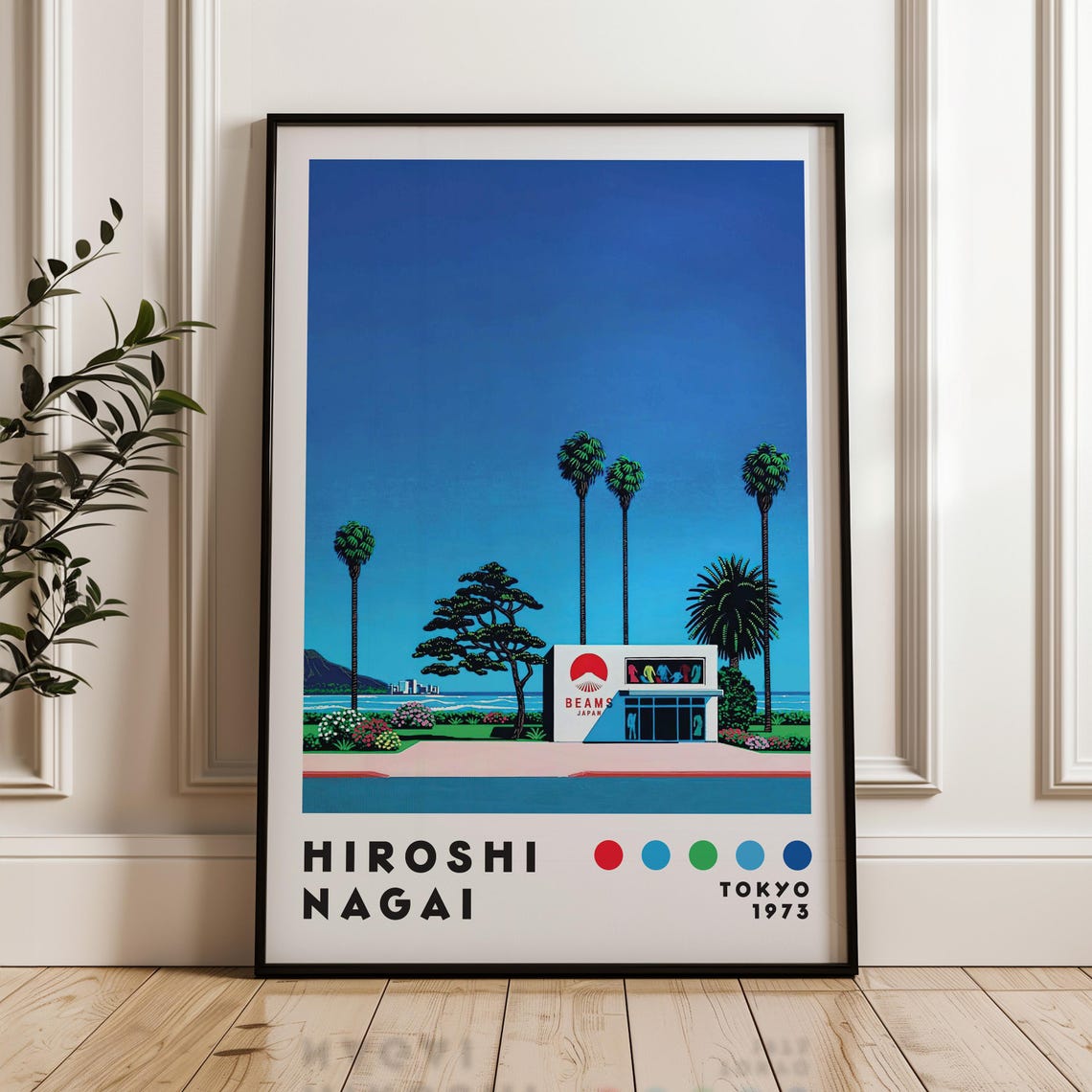 Hiroshi Nagai Tokyo 1973 Beams Japan Beach Palm Trees Art Poster
