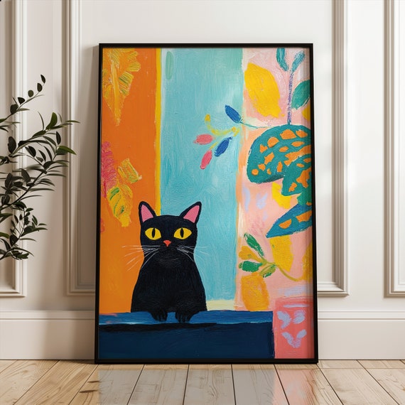 Black Cat Poster Henri Matisse Print Funny Art Gift For Mom