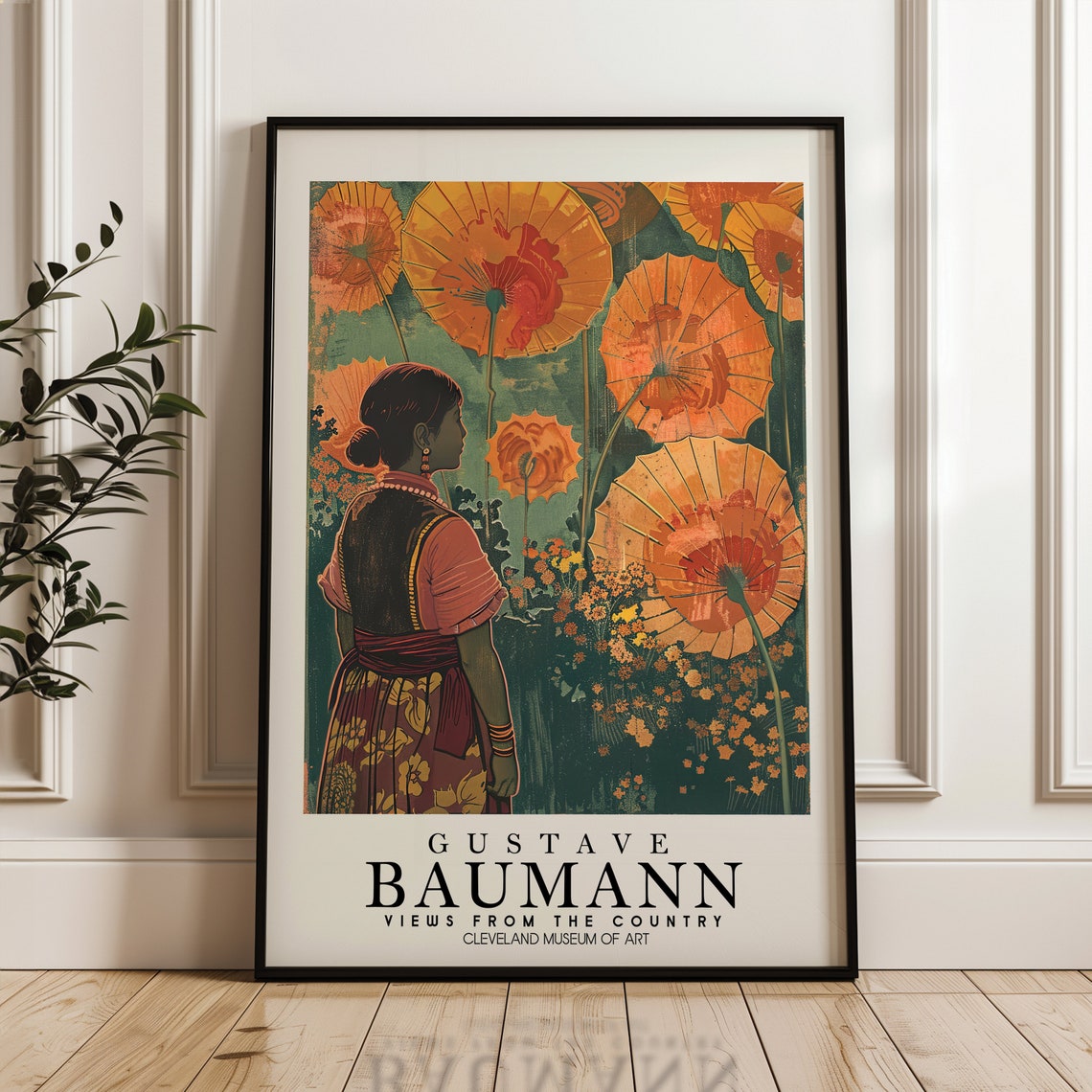 Gustave Baumann Views From The Country Orange Parasols Art Poster