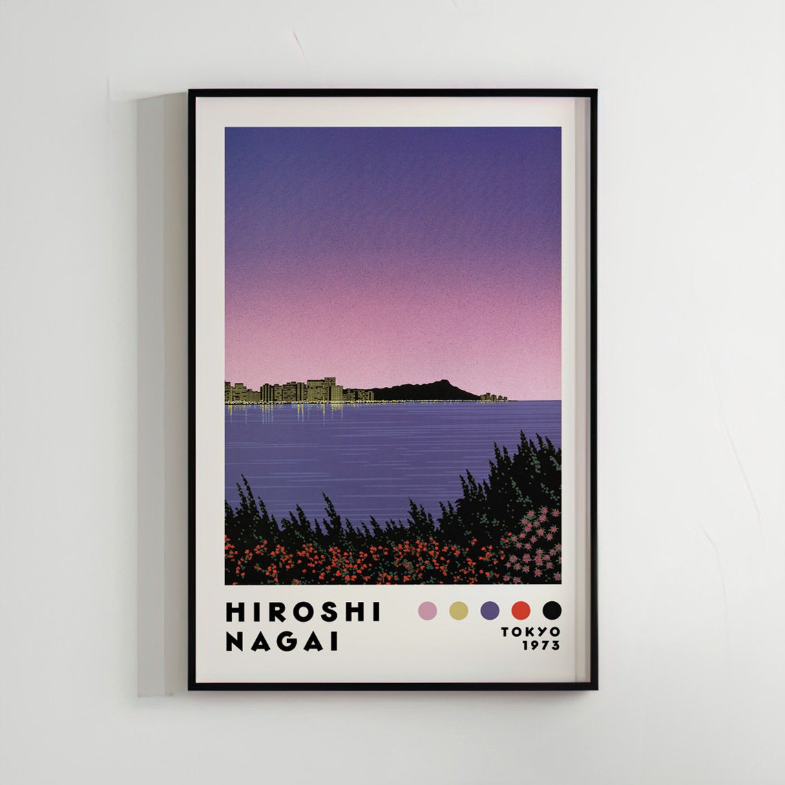 Hiroshi Nagai Tokyo Sunset Bay City Skyline Retro City Pop Poster
