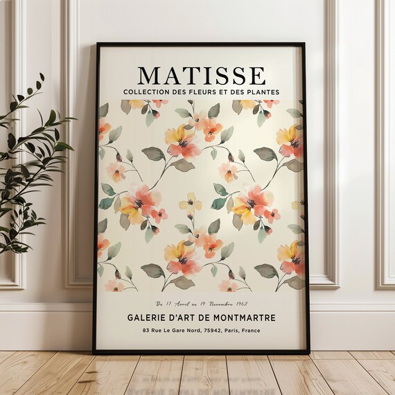 Henri Matisse Coral Watercolor Floral Exhibition Warm Blooms Poster