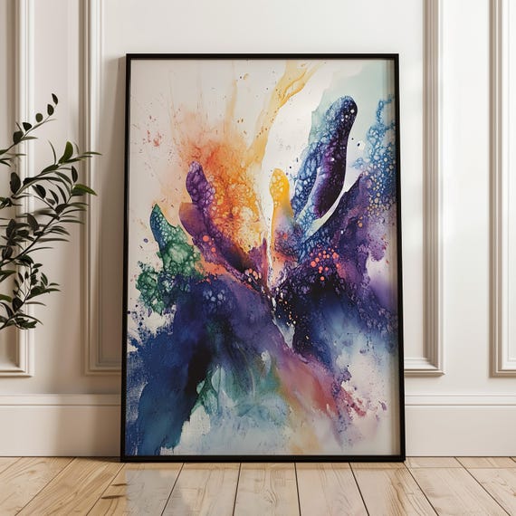 Abstract Watercolor Wall Art Colorful Splash Matte Paper