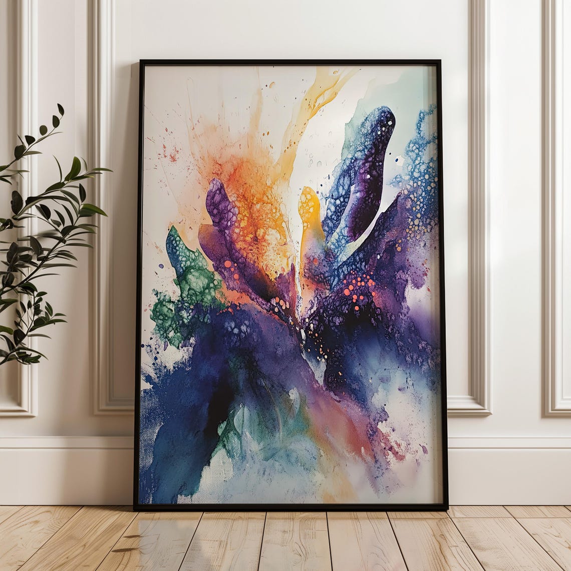 Abstract Watercolor Wall Art Colorful Splash Matte Paper