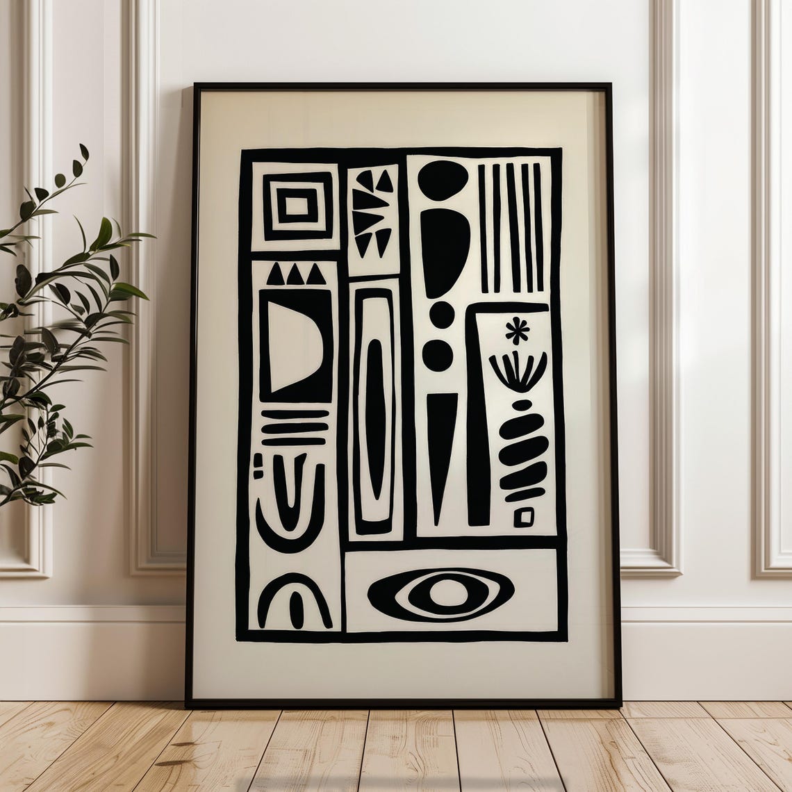 Minimalist Abstract Poster Black And Beige Print Modern Organic Wall Art Scandinavian Home