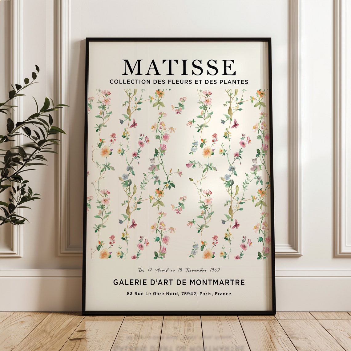 Henri Matisse Pink Floral Vine Watercolor Exhibition Botanical Poster