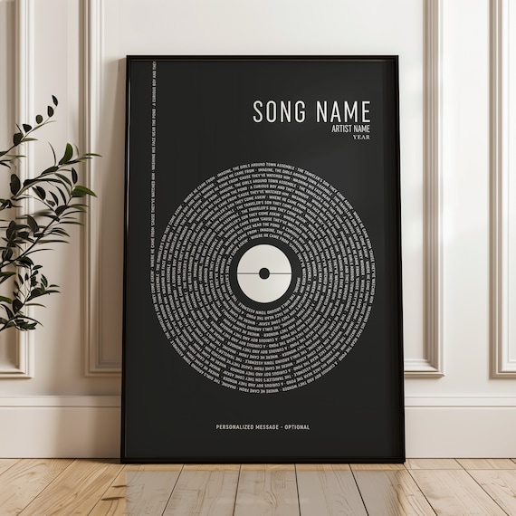 Custom Song Lyrics Music Anniversary Personalized Print