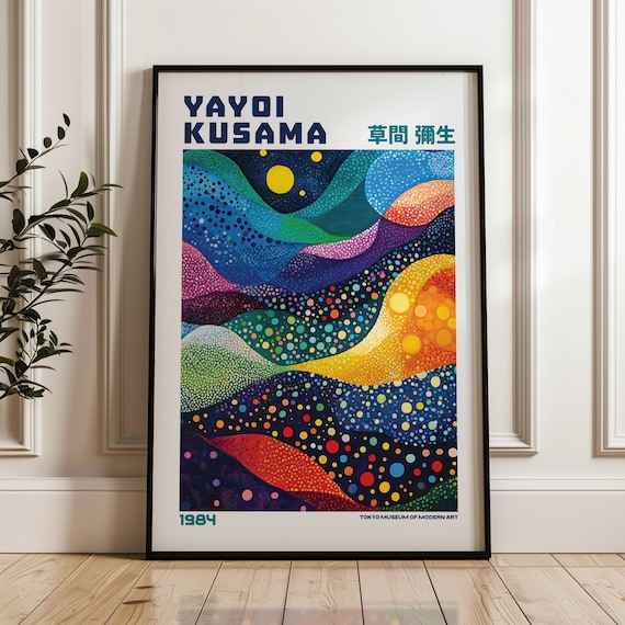 Yayoi Kusama Print Modern Art Exhibition Poster Maximalist Livingroom Japandi Wall