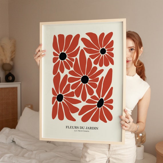 Henri Matisse Flower Style Exhibition Poster Famous Gallery Wall Art Print Grey Beige Boho Decor Bedroom Living Room