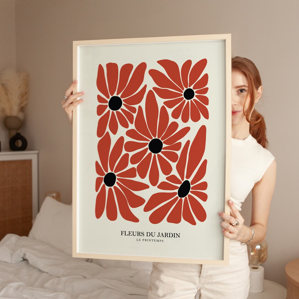 Matisse Style Fleurs du Jardin Terracotta Blooms Floral Poster
