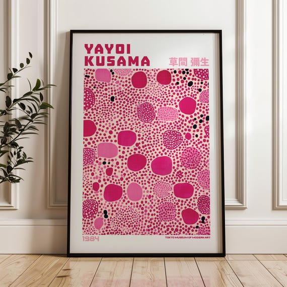 Yayoi Kusama Print Modern Art Exhibition Poster Maximalist Wall Livingroom Japandi