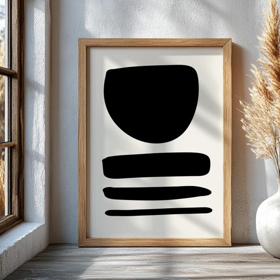 Mid Century Modern Printed Wall Art Scandinavian Abstract Minimalist Geometric Decor For Living Room Or Office Contemporary