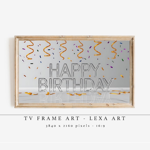 Happy Birthday Glass Letters Gold Confetti Party Poster Design Artwork