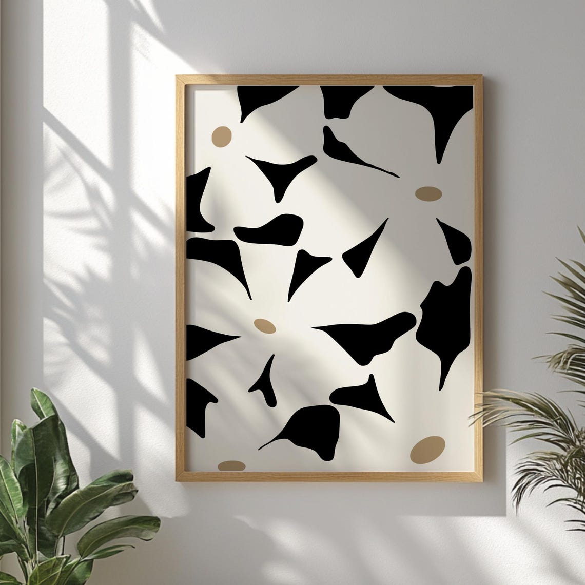 Large Abstract Flowers Wall Art Modern Floral Printed Monochrome Botanical Artwork For Living Room Minimalist Flower Decor