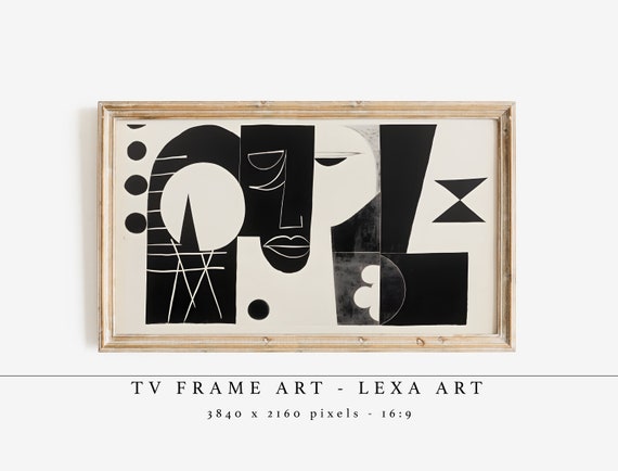 Black Abstract Art Frame Tv Minimalist Monochrome Contemporary Painting Samsung Instant