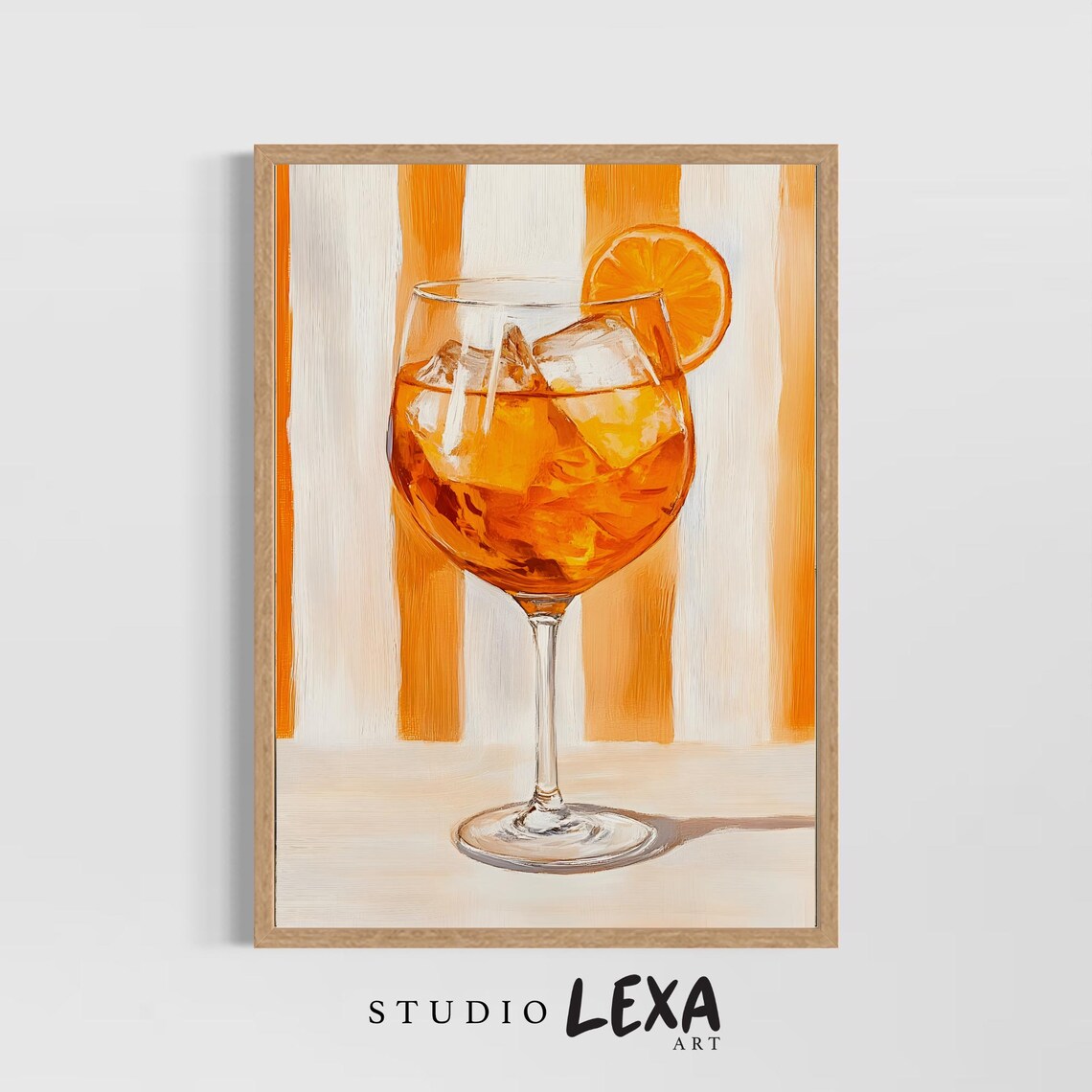 Aperol Spritz Cocktail Painting Orange Striped Italian Bar Art Poster
