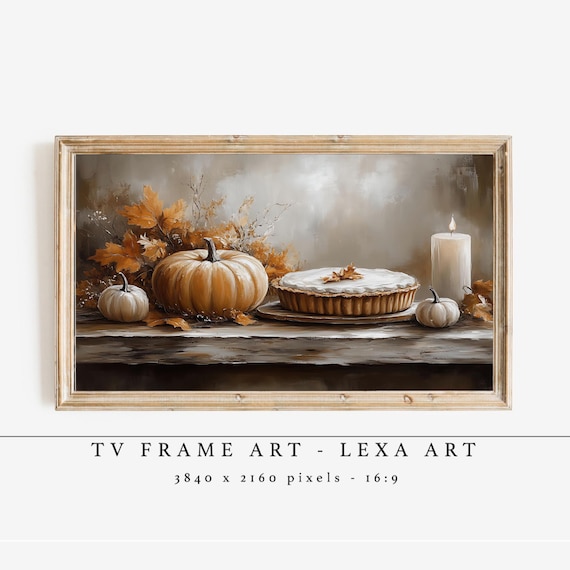 Pumpkin Pie Tv Frame Art Samsung Artwork Autumn Harvest Wall Rustic Fall Home Decor Cozy Thanksgiving Screensaver