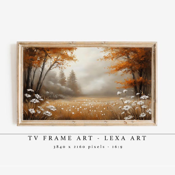 Autumn Landscape Tv Frame Art Artwork Fall Forest Wall Cozy Seasonal Home Decor Rustic Nature Screensaver