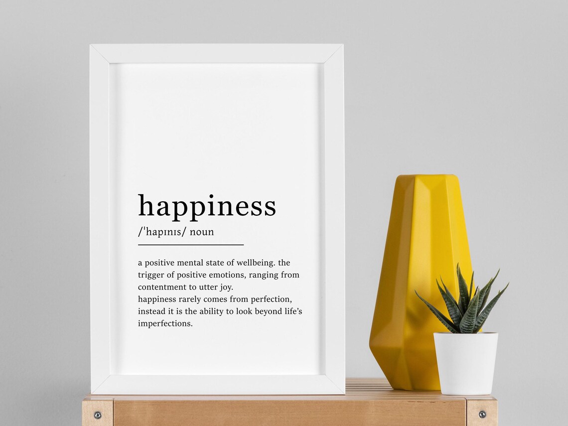 Happiness Definition Positive Mental State Wellbeing Quote Poster