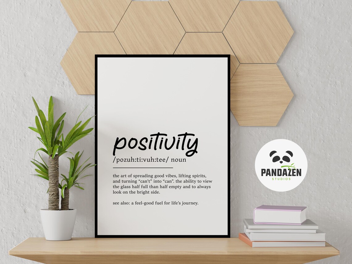 Positivity Definition Inspirational Typography Print Uplifting Good Vibes Wall Decor - Image 2