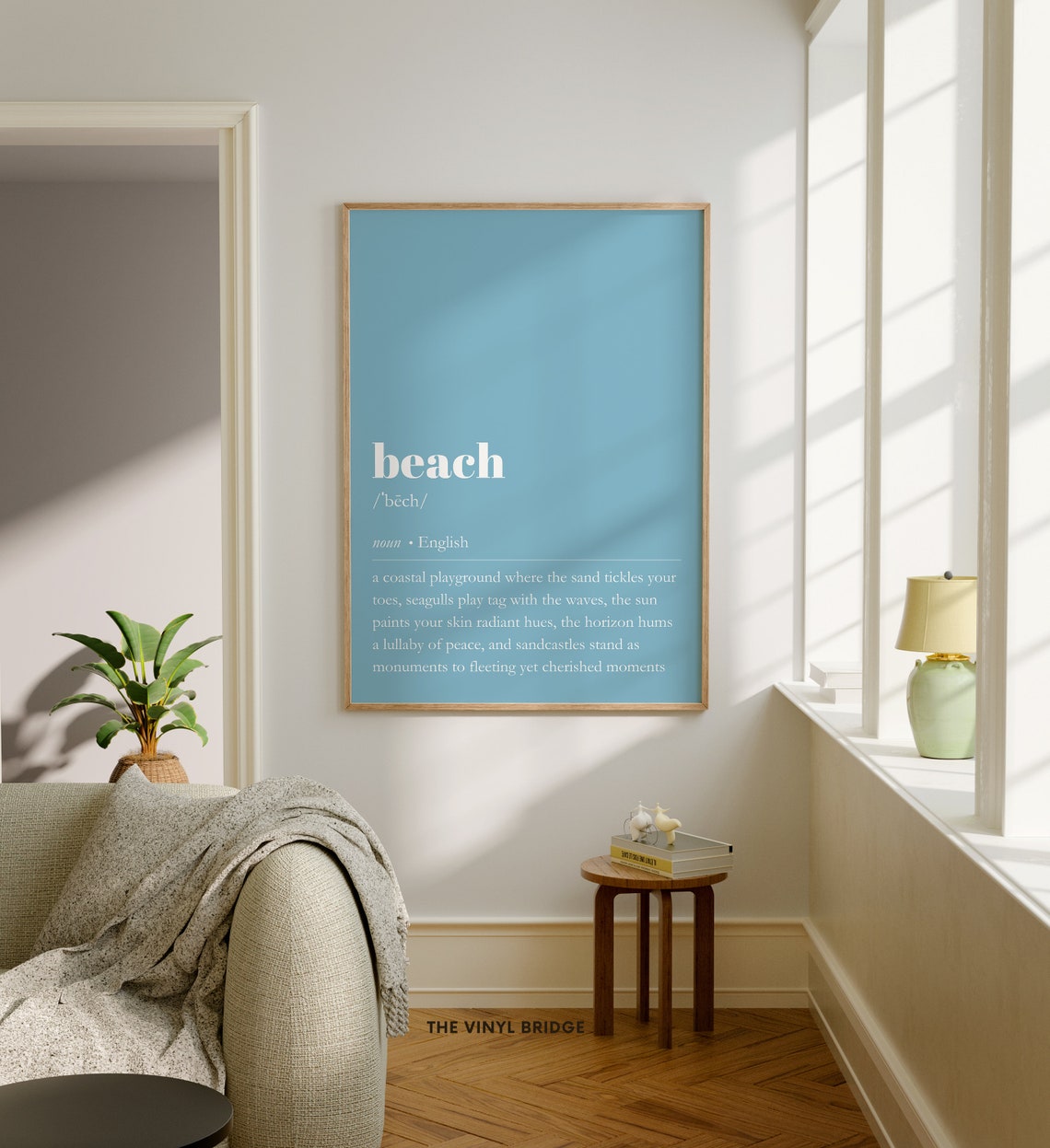 Beach Definition Dictionary Coastal Playground Sky Blue Quote Poster - Image 3