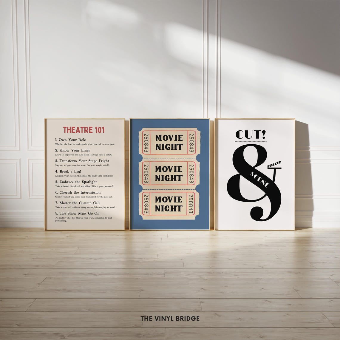 Retro Film Slate Print Ampersand Poster Cinema Theater Wall Art Movie Clapboard Motion Pictures Quote Monochrome Decor - Image 3