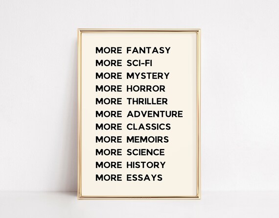 Book Lover Wall Decor Literary Genres Print Minimalist Reading Art Retro Bookish Typography Poster Home Library Sign