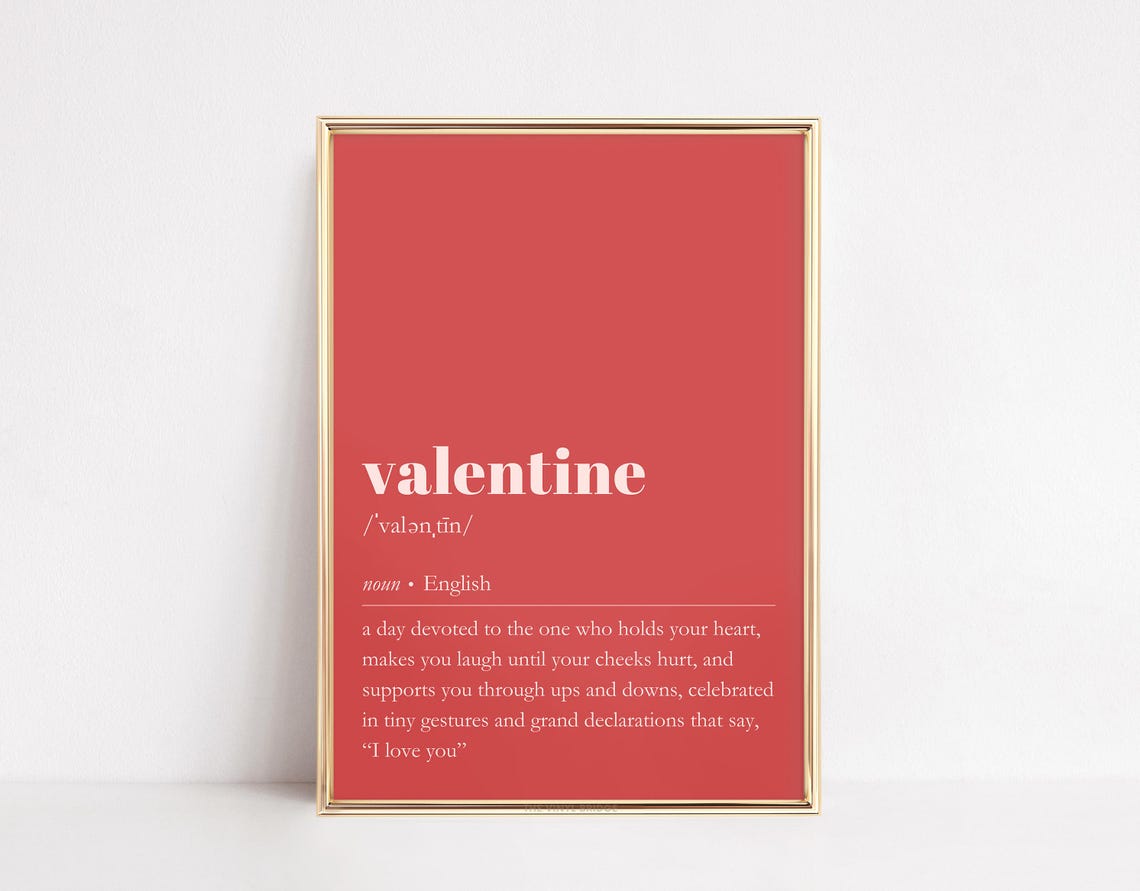 Bold Romantic Red Valentine Dictionary Definition Quote Poster