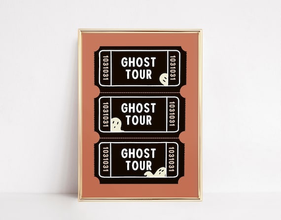 Ghost Tour Cute Spooky Ticket Stub Halloween Orange Wall Poster