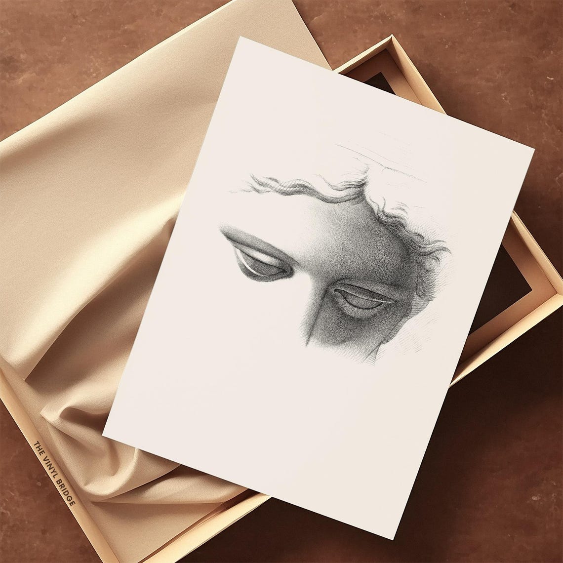 Greek Sculpture Eyes Classical Statue Pencil Sketch Beige Poster - Image 3