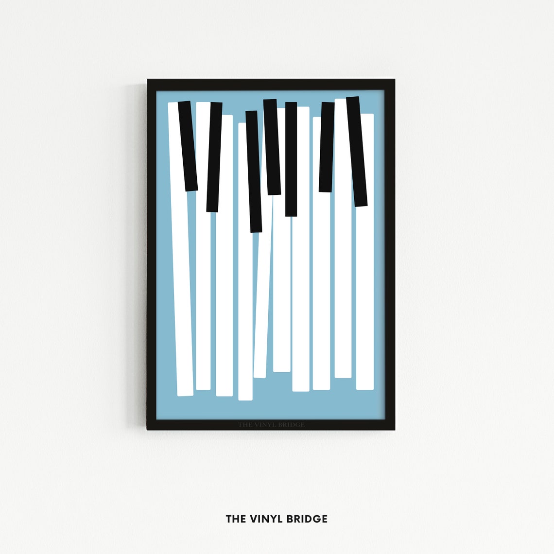 Tilted Piano Keys Abstract Keyboard Illustration Sky Blue Music Poster - Image 2