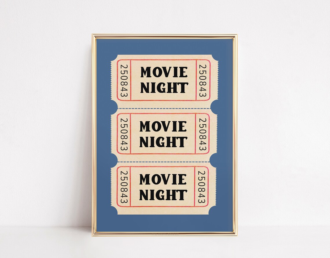 Movie Night Tickets Retro Cinema Art Print