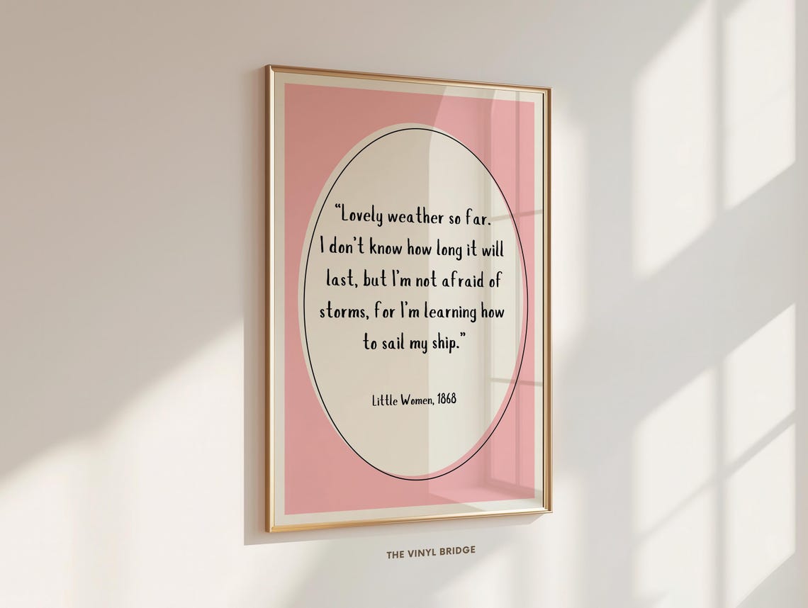 Little Women 1868 Sail My Ship Storms Literary Quote Pink Poster - Image 4