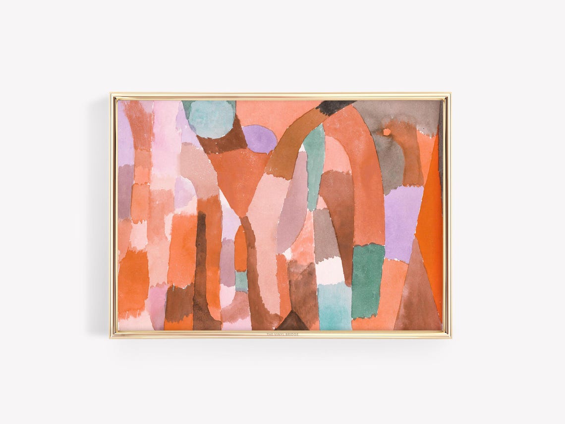 Abstract Warm Watercolor Geometric Shapes Modern Art Wall Poster